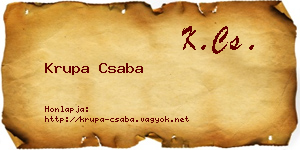 Krupa Csaba névjegykártya